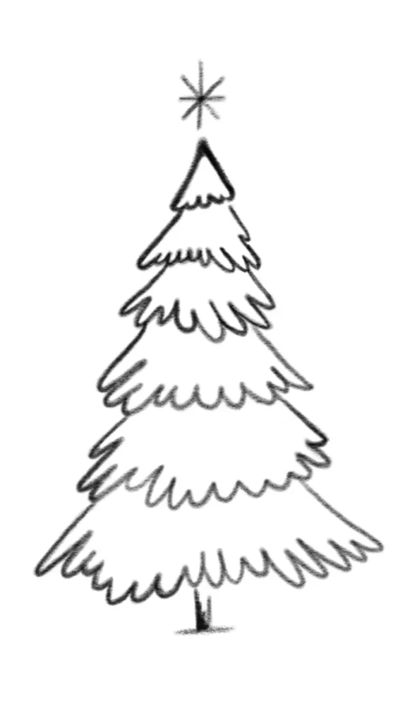 How to Draw a Christmas Tree - Example 7b