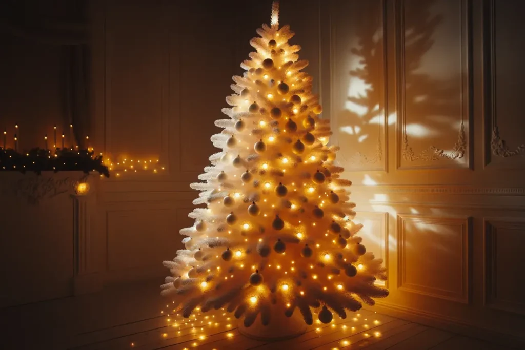 White Christmas Tree with Warm Lights